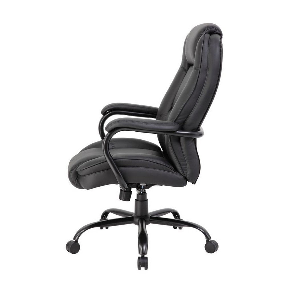 Liv Rolling Oversized Swivel Chair | Black Faux Leather | 400lbs BM340826