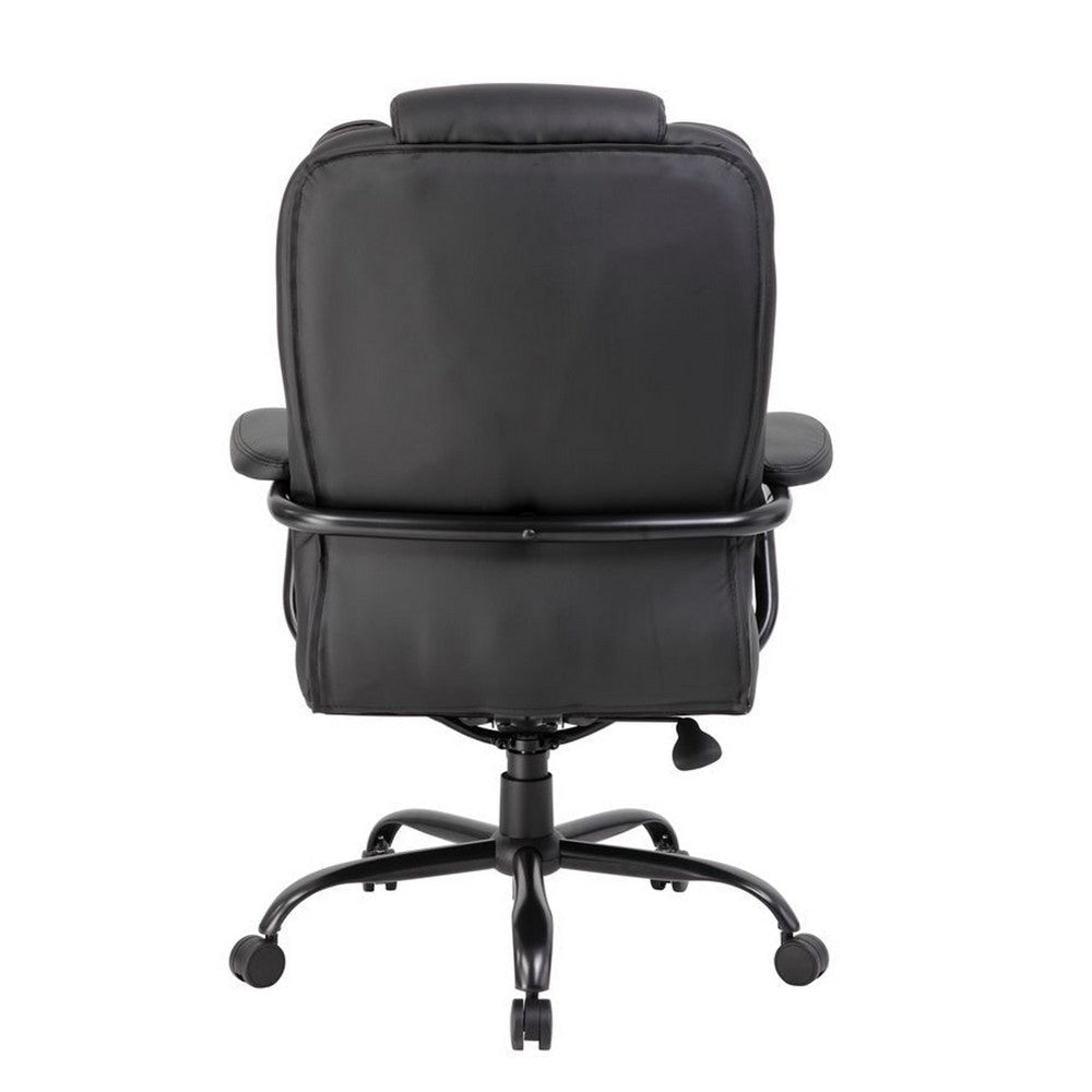 Liv Rolling Oversized Swivel Chair | Black Faux Leather | 400lbs BM340826