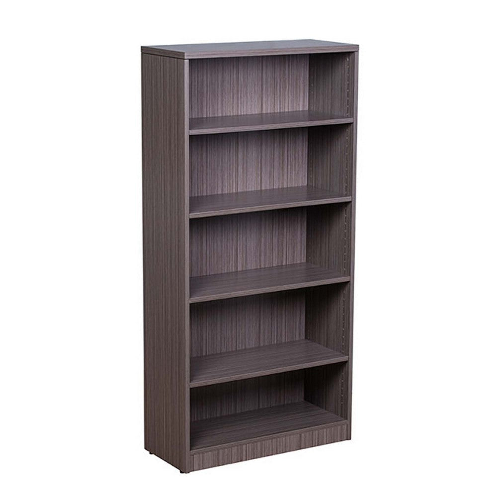 Vin 5 Shelf Bookcase | 65’’ Tall | Driftwood Smoke Gray Melamine BM340828