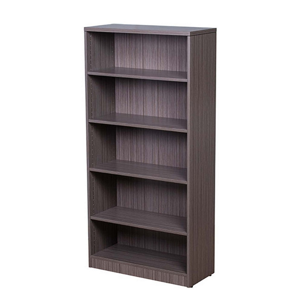 Vin 5 Shelf Bookcase | 65’’ Tall | Driftwood Smoke Gray Melamine BM340828