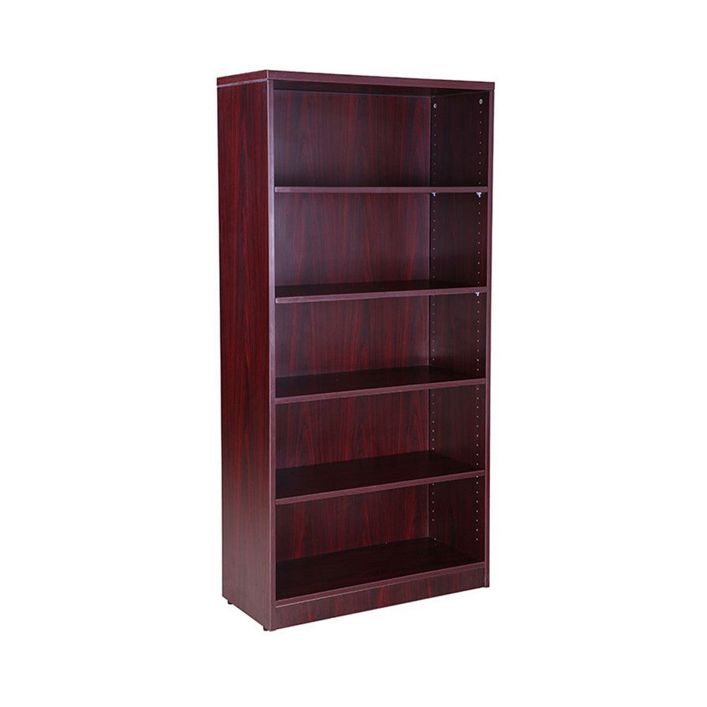 Vin 5 Shelf Bookcase | 65’’ Tall | Mahogany Red Wood Fused Melamine BM340829