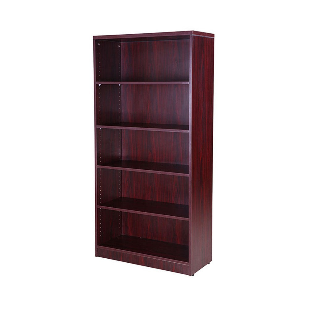 Vin 5 Shelf Bookcase | 65’’ Tall | Mahogany Red Wood Fused Melamine BM340829