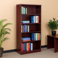 Vin 5 Shelf Bookcase | 65" Tall | Mahogany Red Wood Fused Melamine