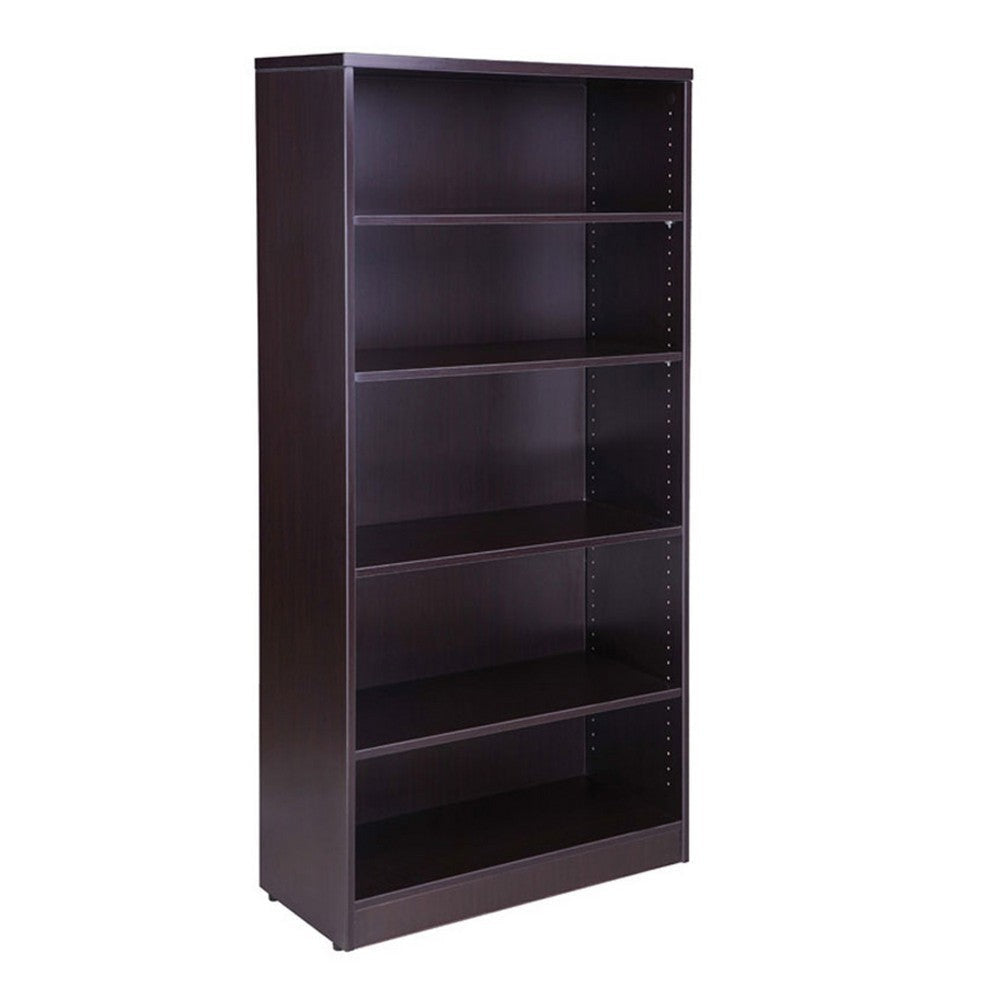 Vin 5 Shelf Bookcase | 65’’ Tall | Mocha Brown Wood Fused Melamine BM340830