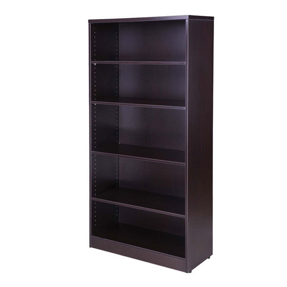 Vin 5 Shelf Bookcase | 65’’ Tall | Mocha Brown Wood Fused Melamine BM340830
