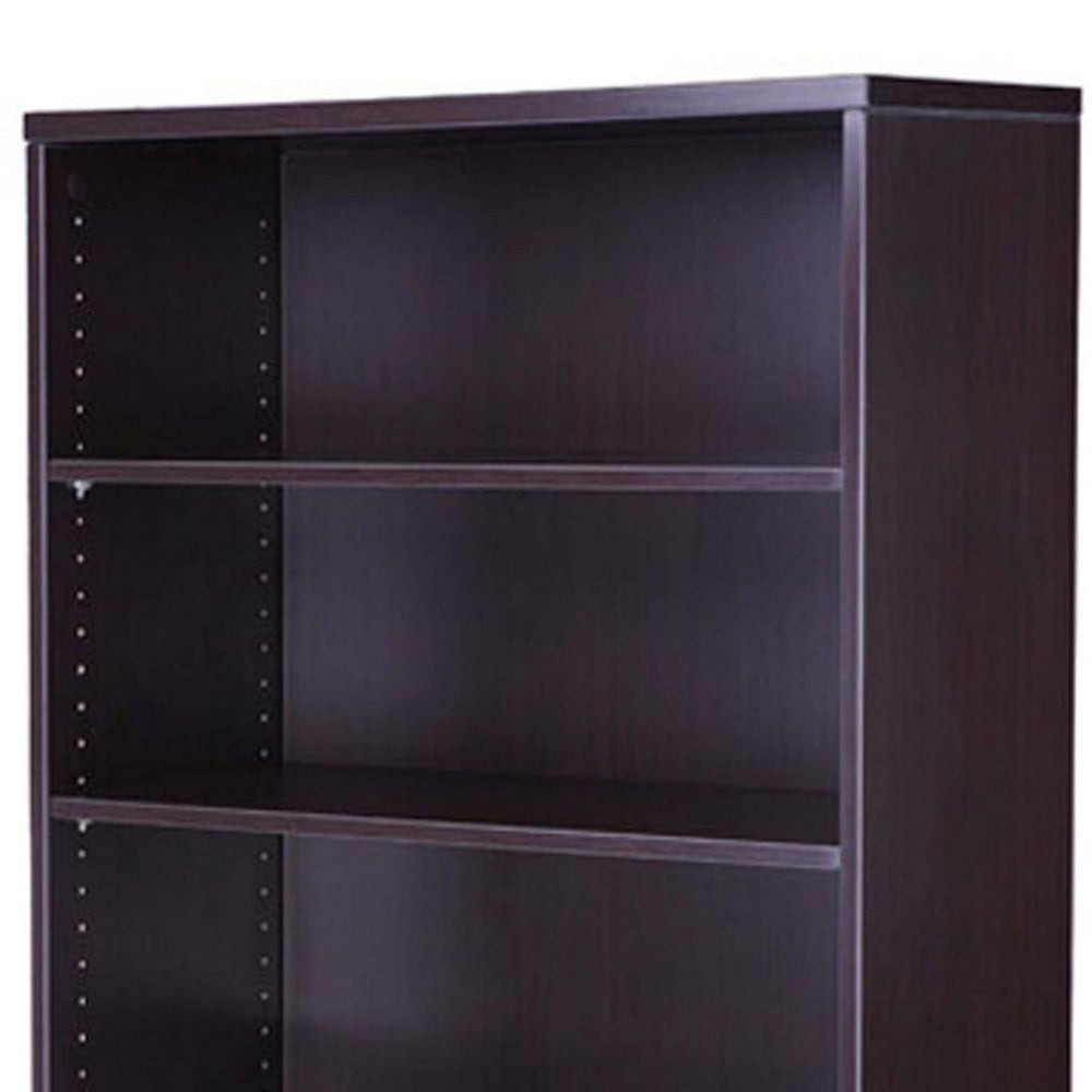 Vin 5 Shelf Bookcase | 65’’ Tall | Mocha Brown Wood Fused Melamine BM340830