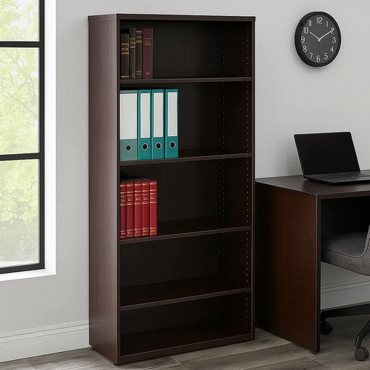 Vin 5 Shelf Bookcase | 65’’ Tall | Mocha Brown Wood Fused Melamine BM340830