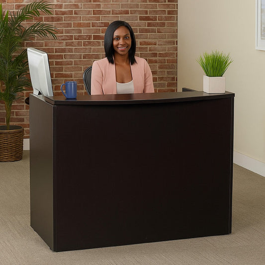 Jery Reception Desk | 48’’ | Modesty Panel | Mocha Brown Melamine BM340833