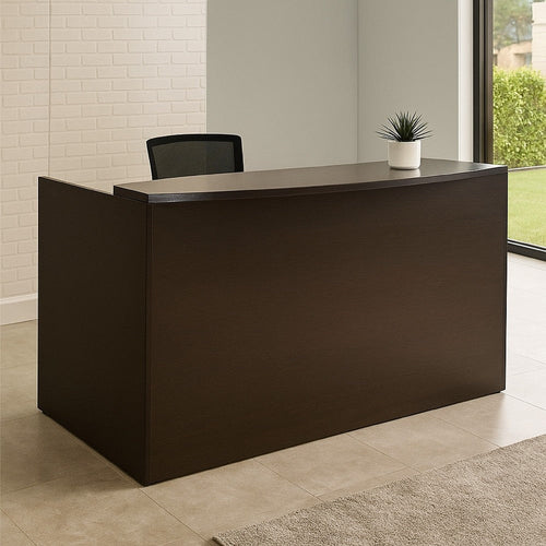 Jery Reception Desk | 71" | Modesty Panel | Mocha Brown Melamine