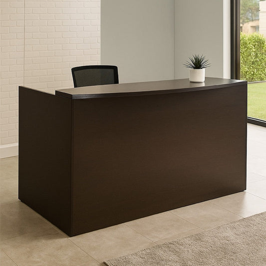 Jery Reception Desk | 71" | Modesty Panel | Mocha Brown Melamine