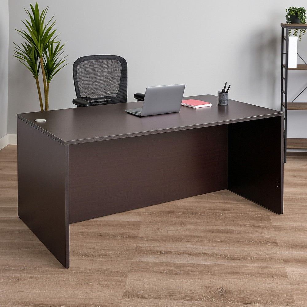 Pery Front Desk Shell | 71" | Modesty Panel | Mocha Brown Melamine