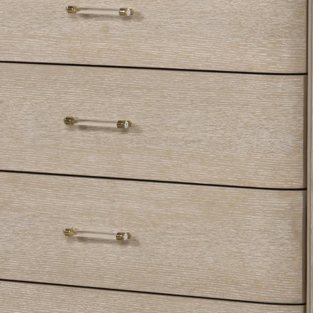 Fea Tall Dresser Chest | 5 Drawers | Natural Oak Brown | Acrylic Handles BM340840