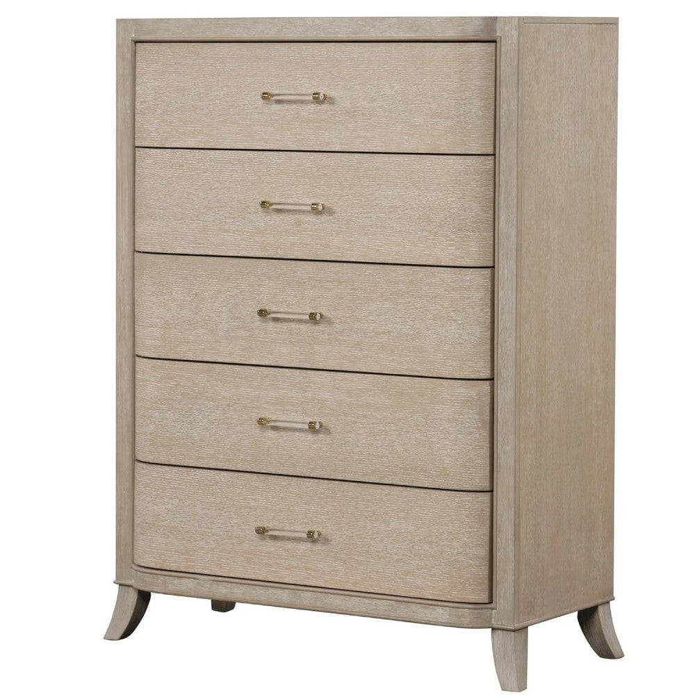 Fea Tall Dresser Chest | 5 Drawers | Natural Oak Brown | Acrylic Handles BM340840