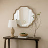 Fea Dresser Mirror | Natural Oak Brown Solid Wood | Scallop Edges | 40x47