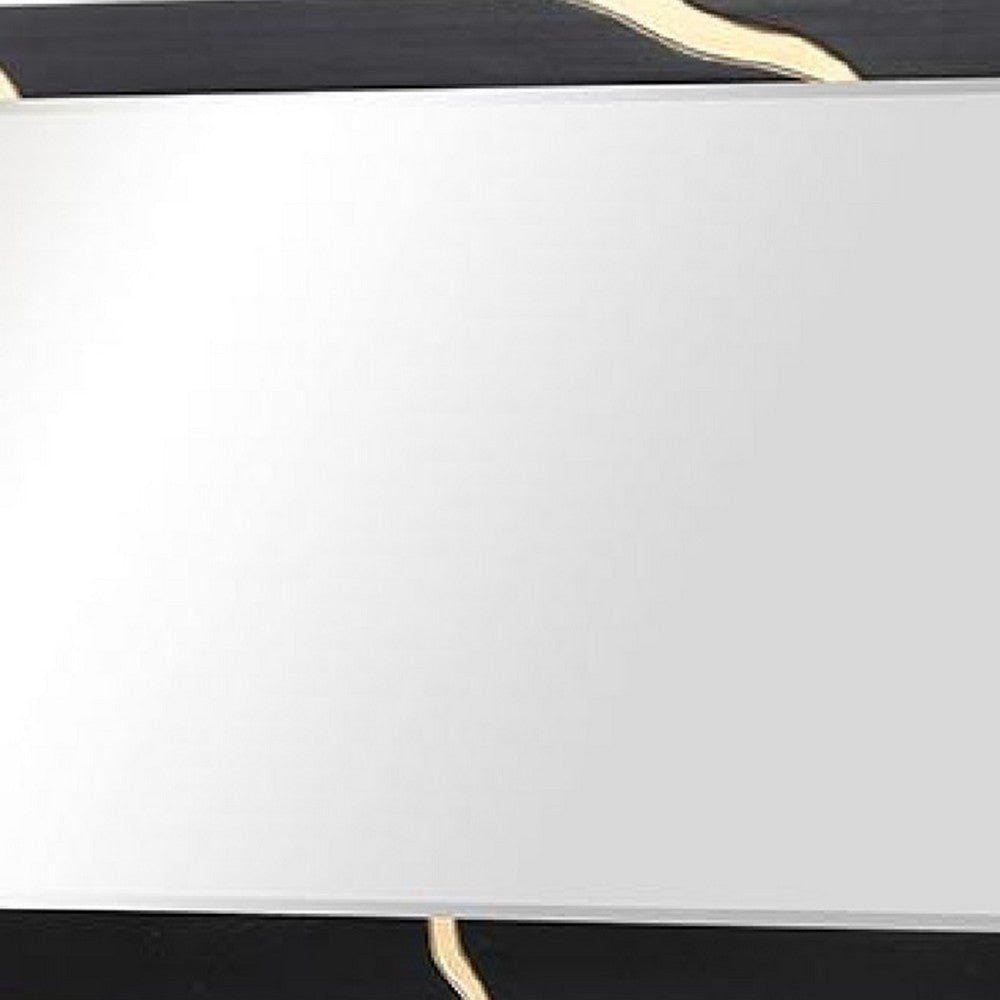 Goldie Dresser Mirror | Beveled Glass | Gold & Black Solid Wood | 35x52 BM340842