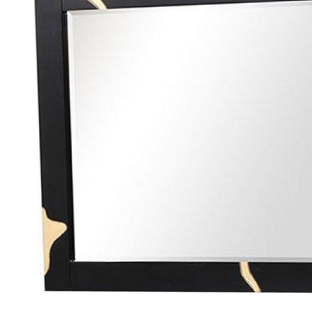 Goldie Dresser Mirror | Beveled Glass | Gold & Black Solid Wood | 35x52 BM340842