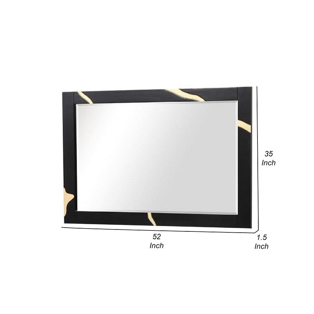 Goldie Dresser Mirror | Beveled Glass | Gold & Black Solid Wood | 35x52 BM340842