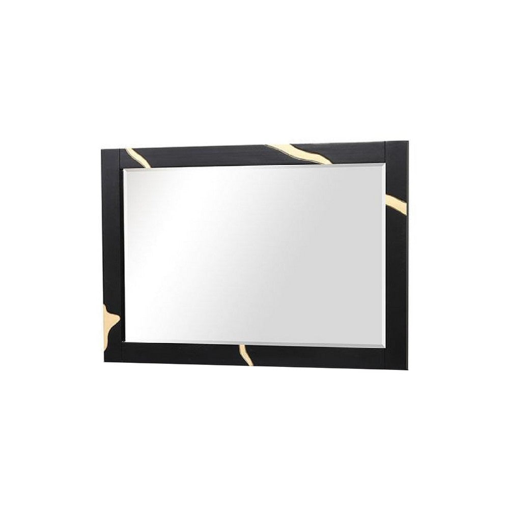Goldie Dresser Mirror | Beveled Glass | Gold & Black Solid Wood | 35x52 BM340842