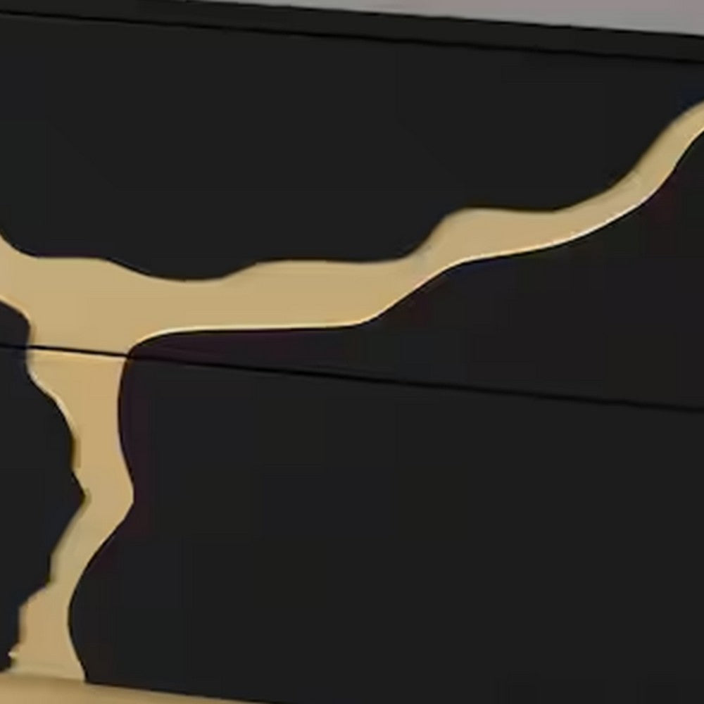 Goldie Nightstand | 2 Drawers | Gold & Black Solid Wood | 28’’ BM340843