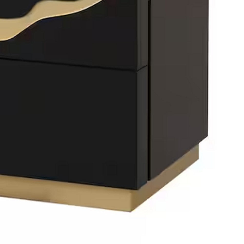 Goldie Nightstand | 2 Drawers | Gold & Black Solid Wood | 28’’ BM340843
