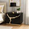 Goldie Nightstand | 2 Drawers | Gold & Black Solid Wood | 28"