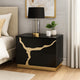 Goldie Nightstand | 2 Drawers | Gold & Black Solid Wood | 28"