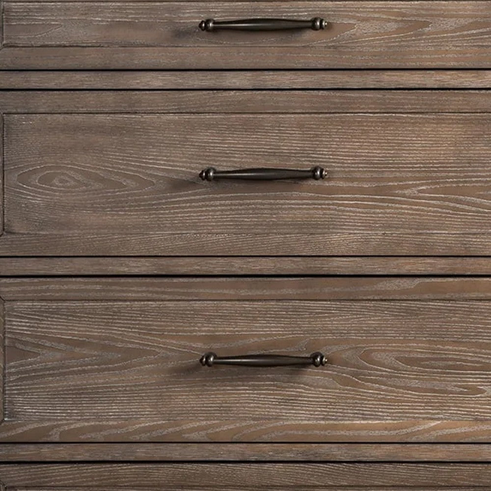 Merry Tall Dresser Chest | 5 Drawers | Brown Solid Wood | Bronze Metal BM340844