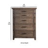 Merry Tall Dresser Chest | 5 Drawers | Brown Solid Wood | Bronze Metal BM340844