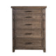 Merry Tall Dresser Chest | 5 Drawers | Brown Solid Wood | Bronze Metal BM340844
