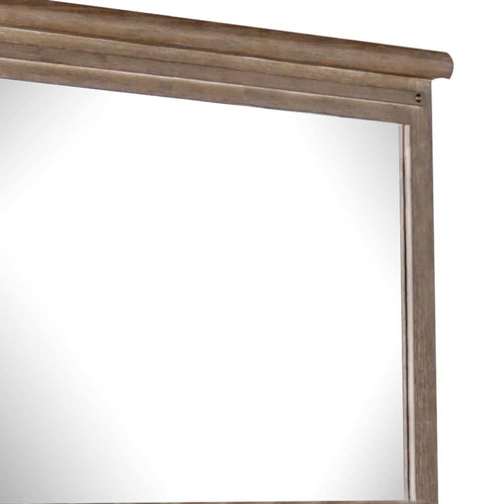 Merry Dresser Mirror | Brown Solid Wood | Rectangular 36x49 Frame BM340846