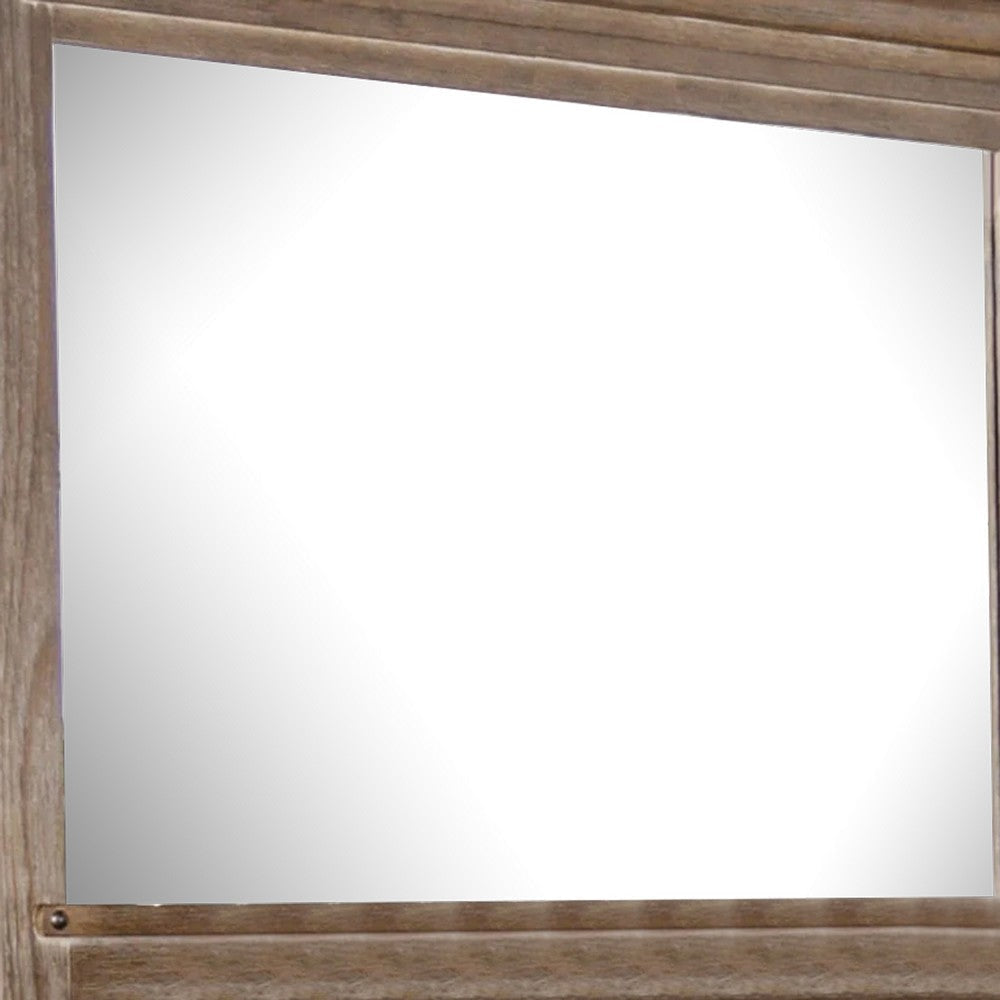 Merry Dresser Mirror | Brown Solid Wood | Rectangular 36x49 Frame BM340846