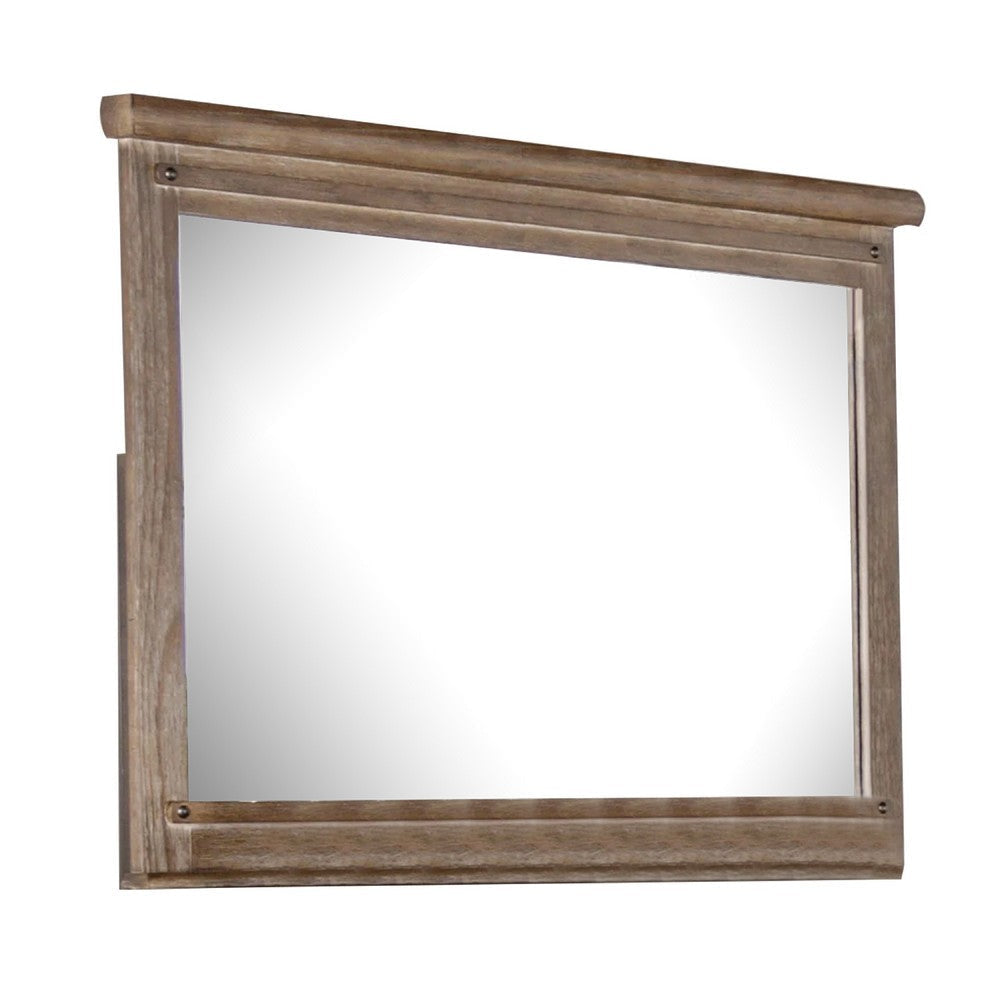 Merry Dresser Mirror | Brown Solid Wood | Rectangular 36x49 Frame BM340846