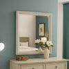Basil Dresser Mirror | Beveled Glass | 38x44 Rustic White Solid Wood Frame BM340847