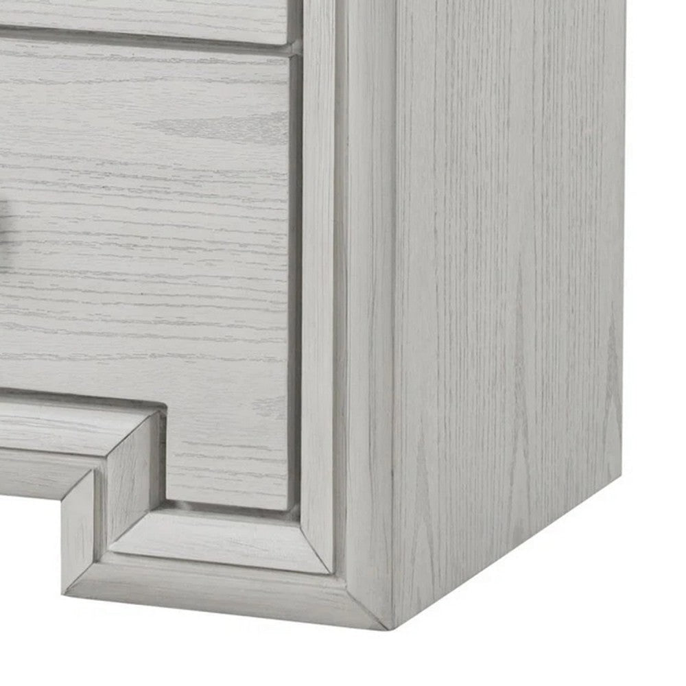 Basil Nightstand | 2 Drawers | Rustic White Solid Wood | 29’’ BM340848
