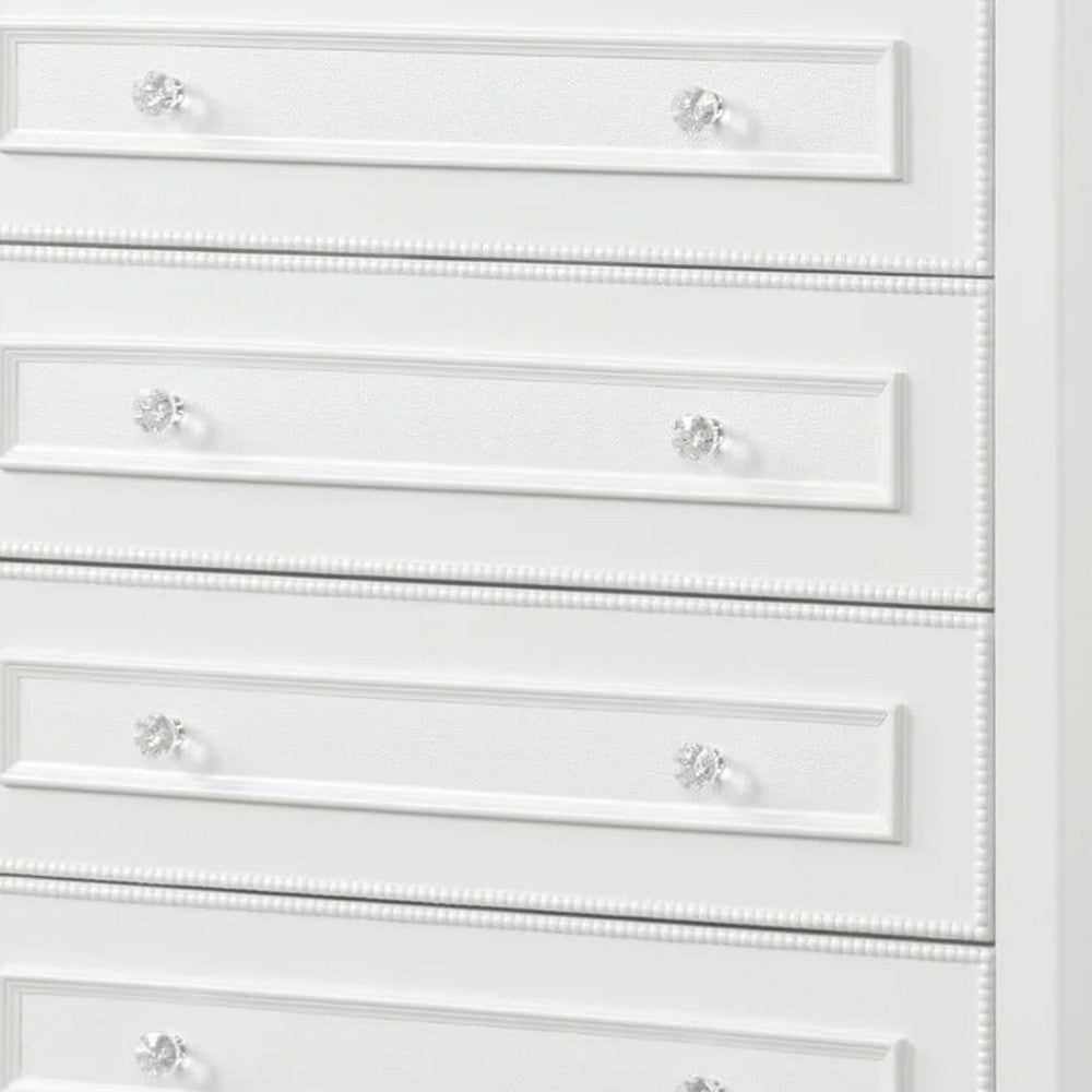 Calpan Tall Dresser Chest | 5 Drawers | Modern White Solid Wood Frame BM340849