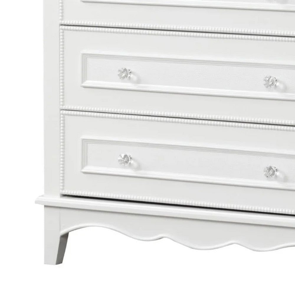 Calpan Tall Dresser Chest | 5 Drawers | Modern White Solid Wood Frame BM340849