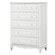 Calpan Tall Dresser Chest | 5 Drawers | Modern White Solid Wood Frame