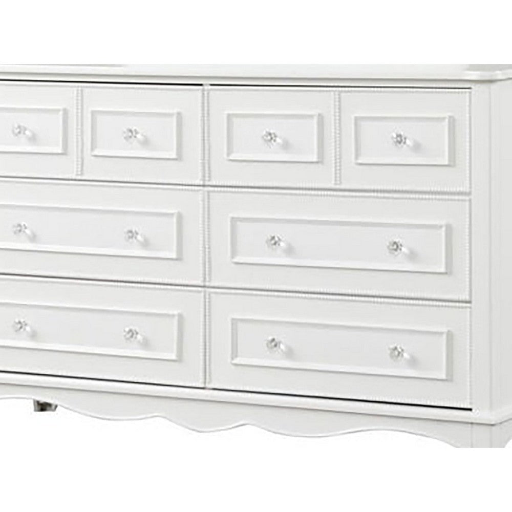 Calpan Wide Dresser | 6 Drawers | Modern White Solid Wood Frame BM340850