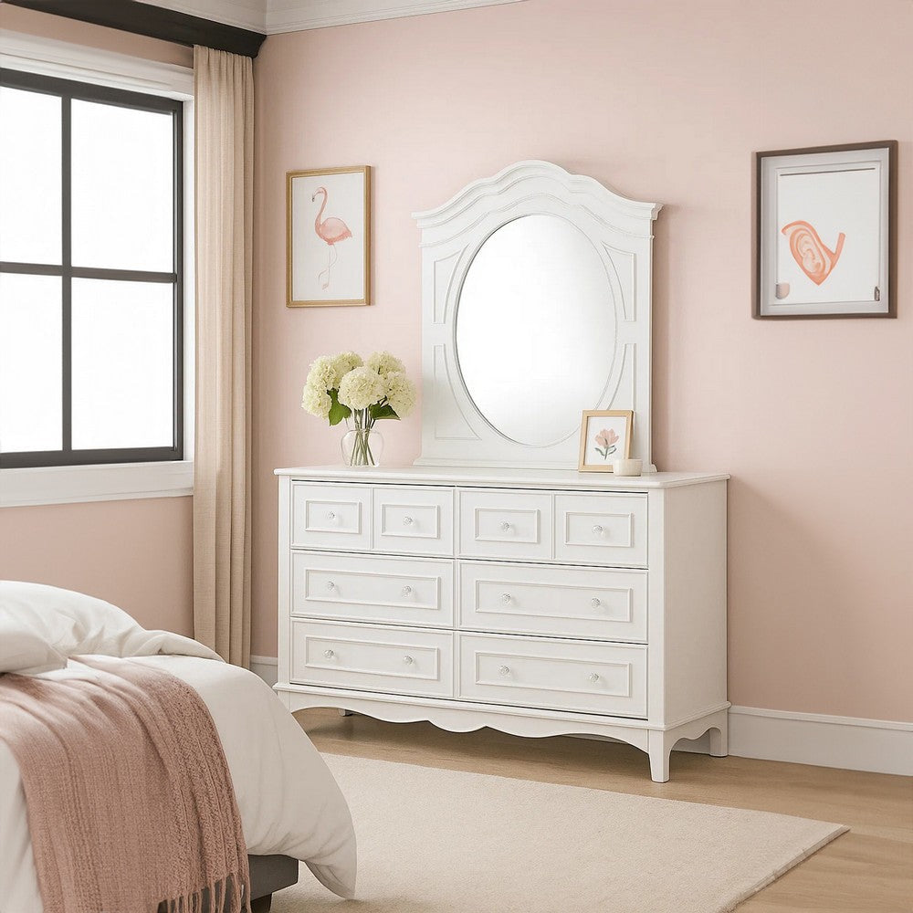 Calpan Wide Dresser | 6 Drawers | Modern White Solid Wood Frame BM340850