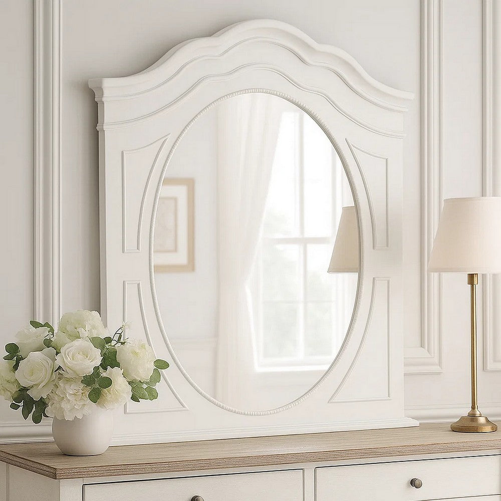 Calpan Dresser Mirror | Modern White Solid Wood Frame | 38x40 BM340851