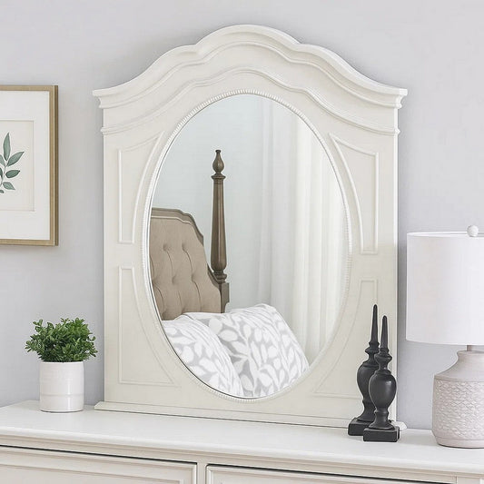 Calpan Dresser Mirror | Modern White Solid Wood Frame | 38x40 BM340851
