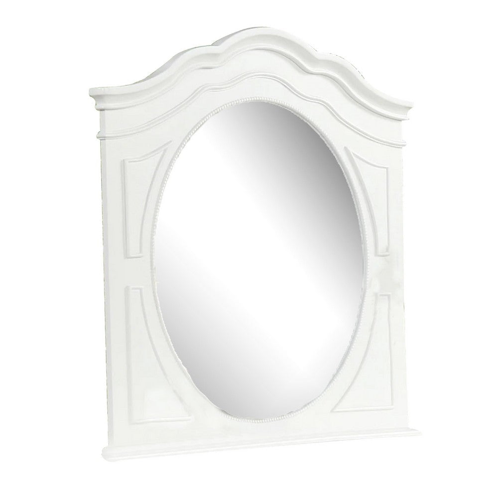 Calpan Dresser Mirror | Modern White Solid Wood Frame | 38x40 BM340851