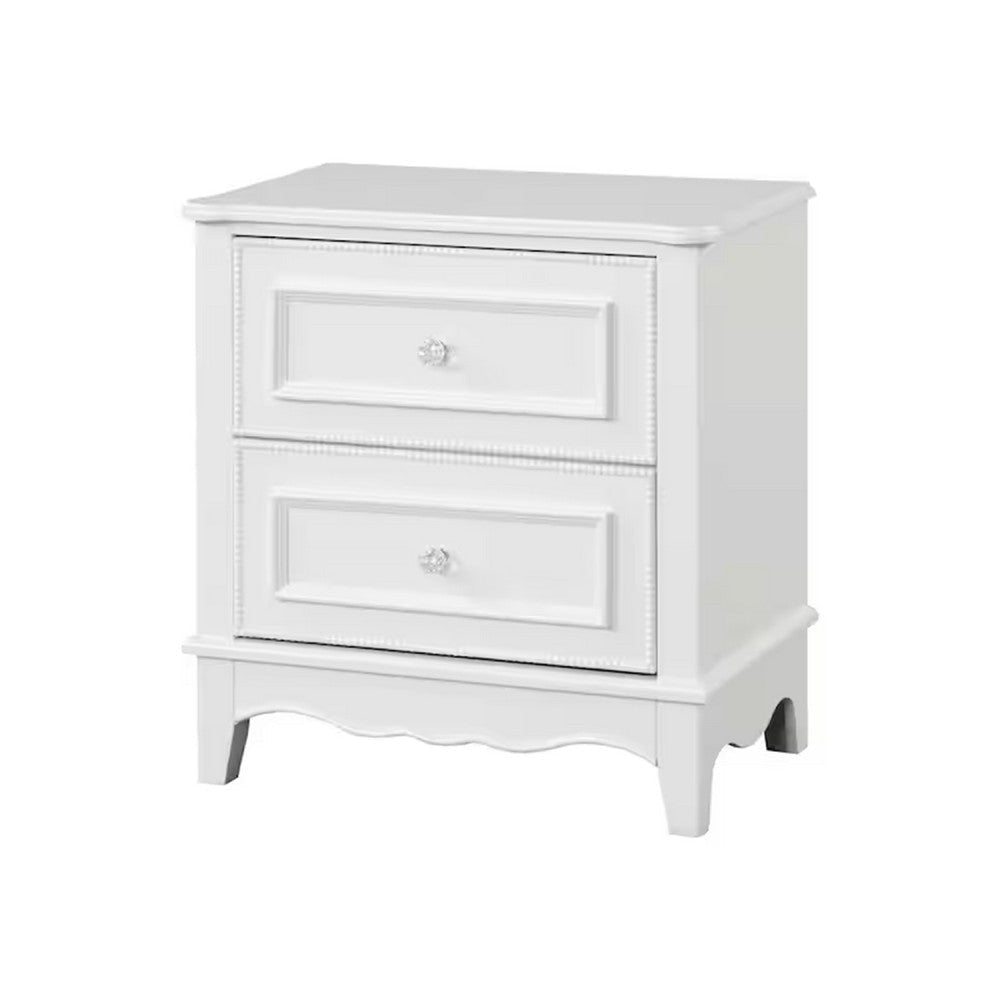 Calpan Nightstand | 2 Drawers | Modern White Solid Wood Frame | 27’’ BM340852