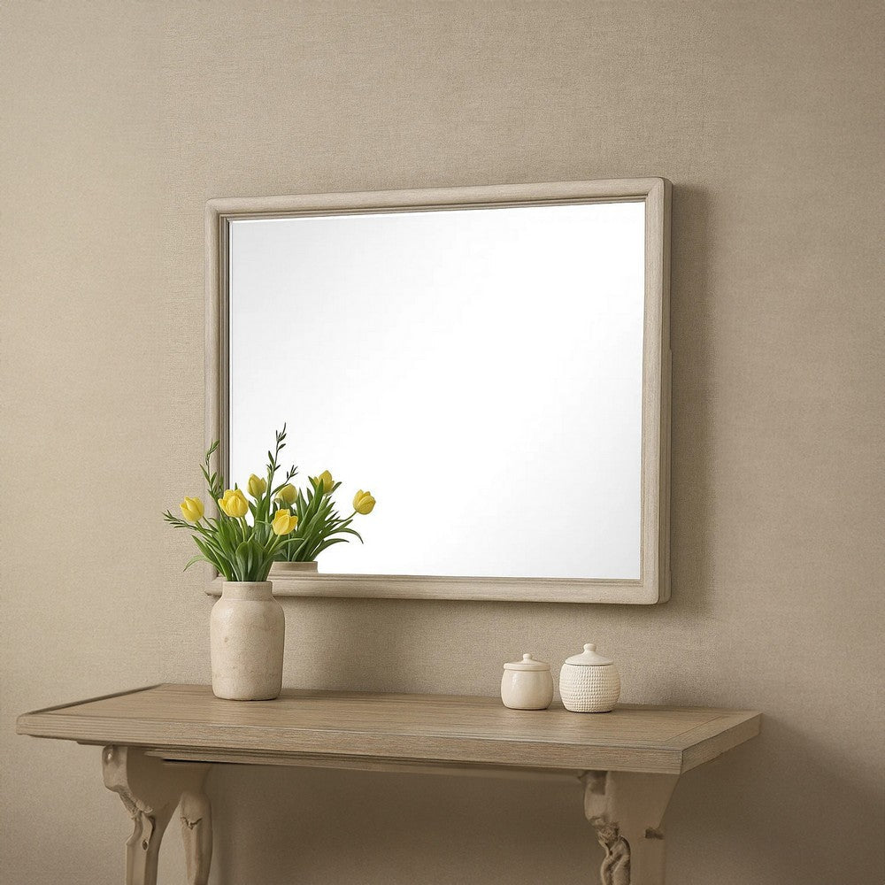 Myna Dresser Mirror | Beveled Glass | Oak Brown Solid Wood | 34x45 BM340853
