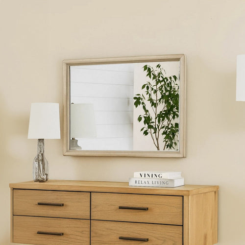 Myna Dresser Mirror | Beveled Glass | Oak Brown Solid Wood | 34x45 BM340853