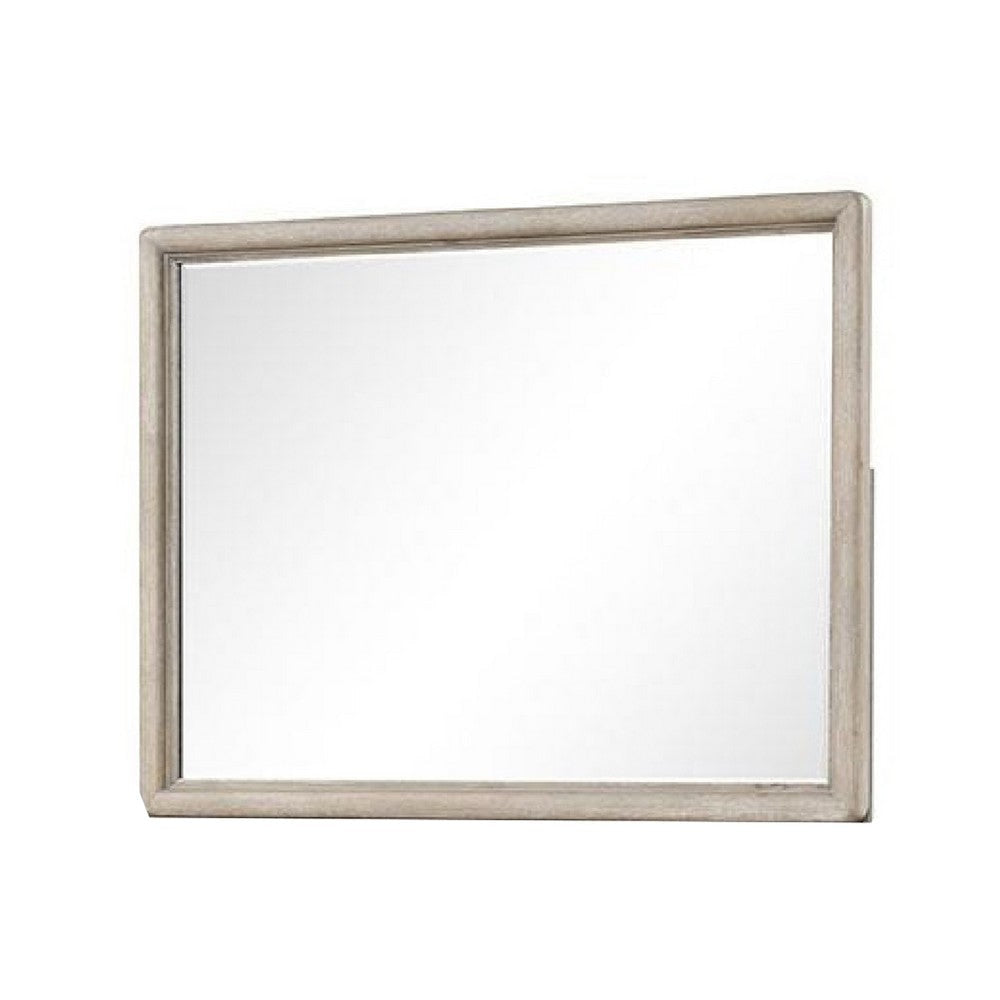 Myna Dresser Mirror | Beveled Glass | Oak Brown Solid Wood | 34x45 BM340853