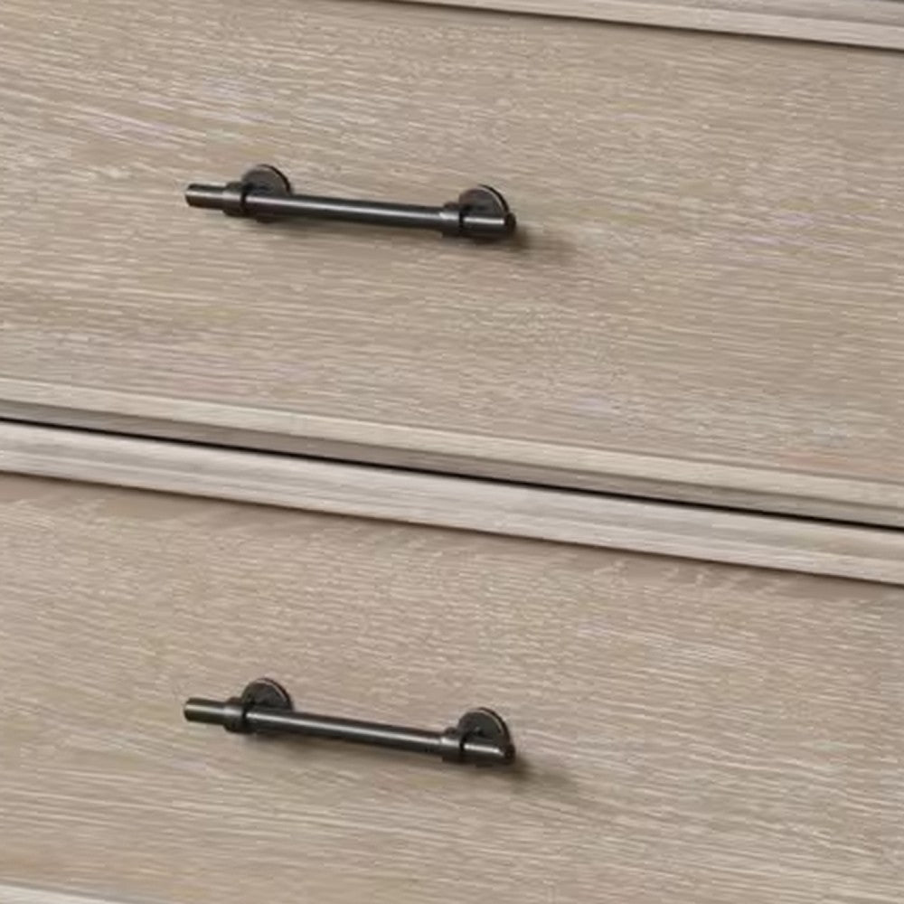 Myna Nightstand | 2 Drawers | Oak Brown Wood | Metal Handles | 27’’ BM340854