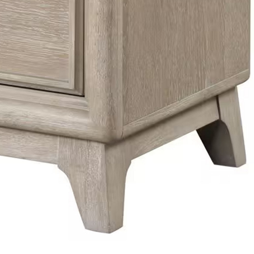 Myna Nightstand | 2 Drawers | Oak Brown Wood | Metal Handles | 27’’ BM340854