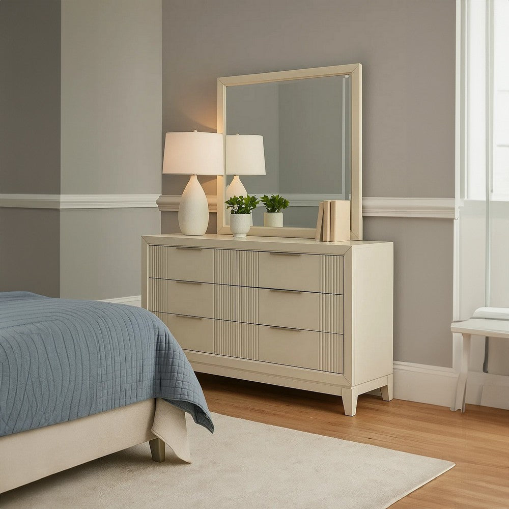 Toi Wide Dresser | 6 Drawers | Antique White Finished Solid Wood