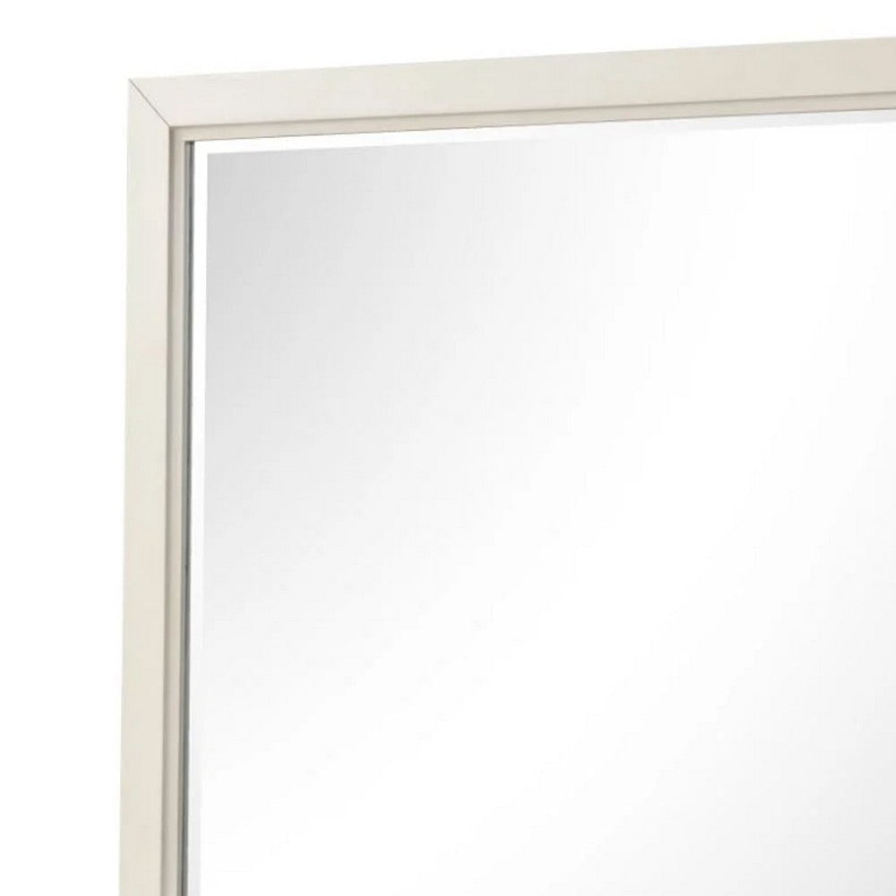 Toi Dresser Mirror | Beveled Glass | Antique White Finished Solid Wood | 38’’ BM340856